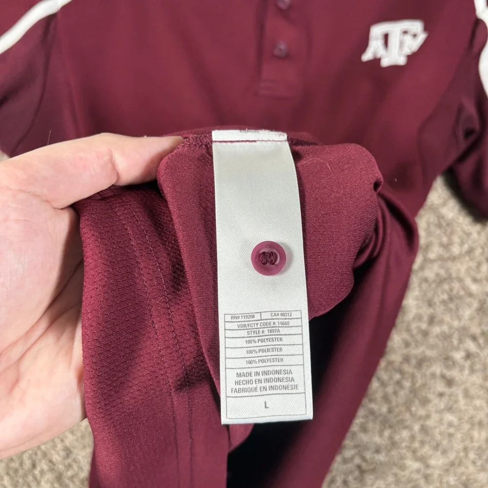 Adidas Texas A&M Aggies Climalite Polo Shirt‎ Mens Large Maroon White 1897A